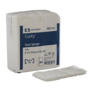 Gauze Sponge Curity 4 X 8 Inch 12-Ply NonSterile 200 per Pack
