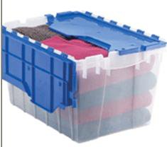 Attached Lid Container KeepBox Clear / Blue Plastic 12-1/2 X 15-1/4 X 21-1/2 Inch