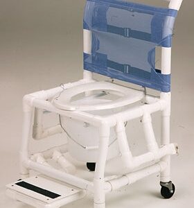 Commode / Shower Chair Healthline Deluxe Without Arms PVC Frame With Backrest 18 Inch Seat Width 300 lbs. Weight Capacity