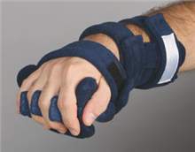 Hand / Thumb Splint Orthosis with Finger Separators ComfySplints Foam / Terry Cloth / Wire Left or Right Hand Blue One Size Fits Most