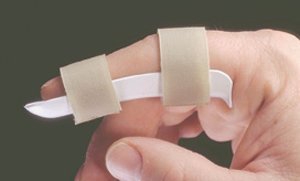Finger Cot Splint Alimed Adult Medium Strap Closure Finger Beige / White