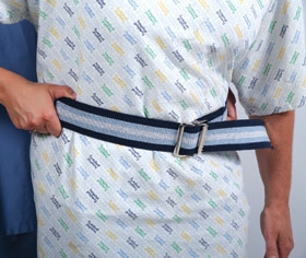 Gait Belt AliMed Antimicrobial 70 Inch Length Dark Blue / Light Blue / White Stripe Cotton