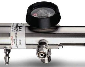 B & F Medical Oxygen Regulator Click Style with Gauge and 2 Check Valves 0 – 25 LPM Barb Outlet CGA-870