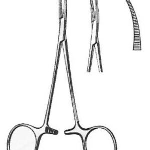 Mosquito Forceps HerMann Medizintechnik Halsted 5 Inch Length OR / Surgical Grade Titanium NonSterile Locking Finger Ring Handle Curved Micro, Serrated Tips