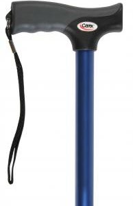 T-Handle Cane Soft Grip Aluminum 31 to 40 Inch Height Metallic Blue