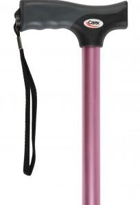 T-Handle Cane Soft Grip Aluminum 31 to 40 Inch Height Pink