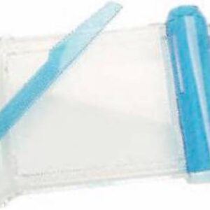 Pill Counter Plastic Tray, Hinged Funnel, Spatula Included, White and Blue, 8 X 6 Inch