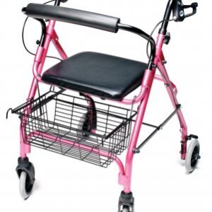 4 Wheel Rollator Lumex Walkabout Lite Pink Adjustable Height / Lightweight / Folding Aluminum Frame