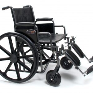 Bariatric Wheelchair Traveler HD Heavy Duty Dual Axle Desk Length Arm Elevating Legrest Black Upholstery 20 Inch Seat Width Adult 500 lbs. Weight Capacity