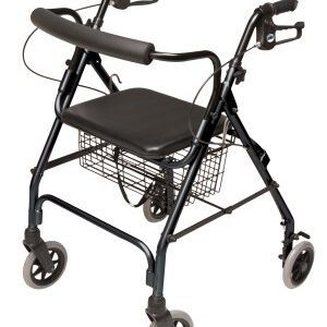 4 Wheel Rollator Lumex Walkabout Lite Black Adjustable Height / Lightweight / Folding Aluminum Frame
