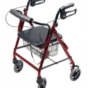 4 Wheel Rollator Lumex Walkabout Hemi Burgundy Adjustable Height / Folding Aluminum Frame