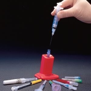 Needle Uncapper/Recapper and Syringe Holder Needlesafe II 2-1/2 W X 3 H Inch, Red, Plastic
