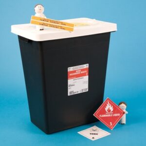 RCRA Waste Container Kendall Black Base 15-1/2 W X 17-3/4 H X 11 D Inch Horizontal / Vertical Entry 8 Gallon