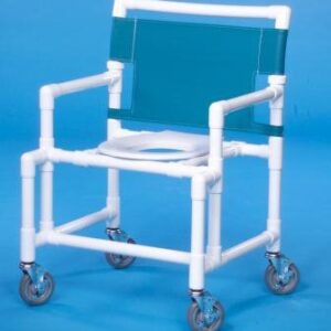 Shower Chair ipu Fixed Arms PVC Frame Mesh Backrest 24 Inch Seat Width 450 lbs. Weight Capacity