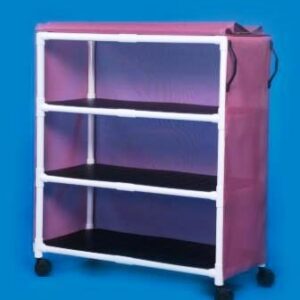 Linen Cart with Cover Standard Line 3 Shelves PVC 3 Inch Twin Casters