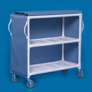 Linen Cart 2 Shelves PVC 5 Inch Heavy Duty Casters, 2 Locking