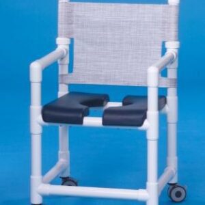 Shower Chair ipu Fixed Arms PVC Frame Mesh Backrest 17-1/4 Inch Seat Width 300 lbs. Weight Capacity