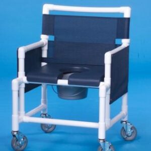 Commode / Shower Chair ipu Fixed Arms PVC Frame Mesh Backrest 24 Inch Seat Width 450 lbs. Weight Capacity