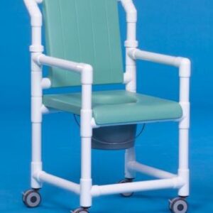 Commode / Shower Chair ipu Fixed Arms PVC Frame Mesh Backrest 17-1/4 Inch Seat Width 300 lbs. Weight Capacity
