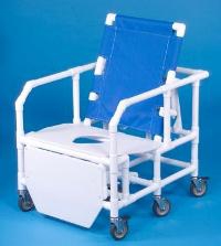 Commode / Shower Chair ipu Fixed Arms PVC Frame Reclining Backrest 28 Inch Seat Width 650 lbs. Weight Capacity