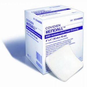 Antibacterial Foam Dressing Kendall AMD Foam 4 X 4 Inch Sterile