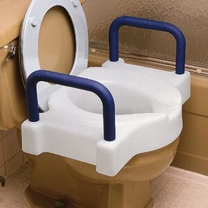 Raised Toilet Seat with Arms Extra Wide Tall-Ette 4 Inch Height Standard / Elongated 300 lbs. Weight Capacity