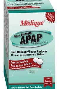 Pain Relief APAP 500 mg Strength Acetaminophen Tablet 50 per Box