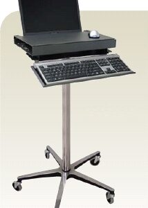 Security Laptop Stand Omnimed 35 – 45 Inch Work Surface, 3 Inch Rubber Casters, 5 Leg Base, Dual Locking