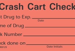 Pre-Printed Label Barkley Auxiliary Label Red Crash Cart Check First Drug To Exp Name Of Drug Lock Number Check Done On Black Communication Label 1-1/2 X 2-15/16 Inch