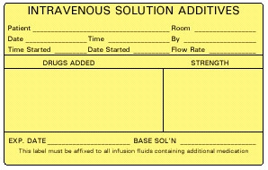 Pre-Printed Label Barkley Anesthesia Label Yellow Paper Intravenouse Solution Additives Black Syringe Label 2-1/2 X 4 Inch
