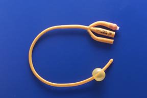 Foley Catheter Rusch Gold 3-Way Standard Tip 5 cc Balloon 24 Fr. Silicone Coated Latex