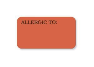 Pre-Printed Label UAL Allergy Alert Red Paper Allergic To Black Alert Label 7/8 X 1-5/8 Inch