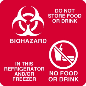 Magnetic Sign Caution Do Not Store Food Or Drink Biohazard In The Refrigerator and Or Freezer No Food No Drink