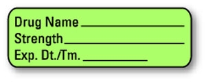 Pre-Printed Label UAL Anesthesia Label Paper Drug Name_ Strength_Exp_ Black Medication Instruction 1/2 X 1-1/2 Inch